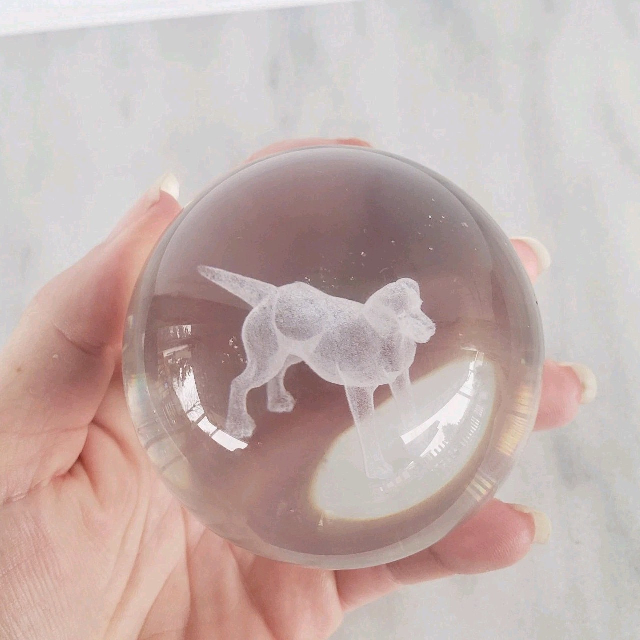 3D Medium Dog Crystal Ball Laser Engraved Home Decoration Living Room Bedroom