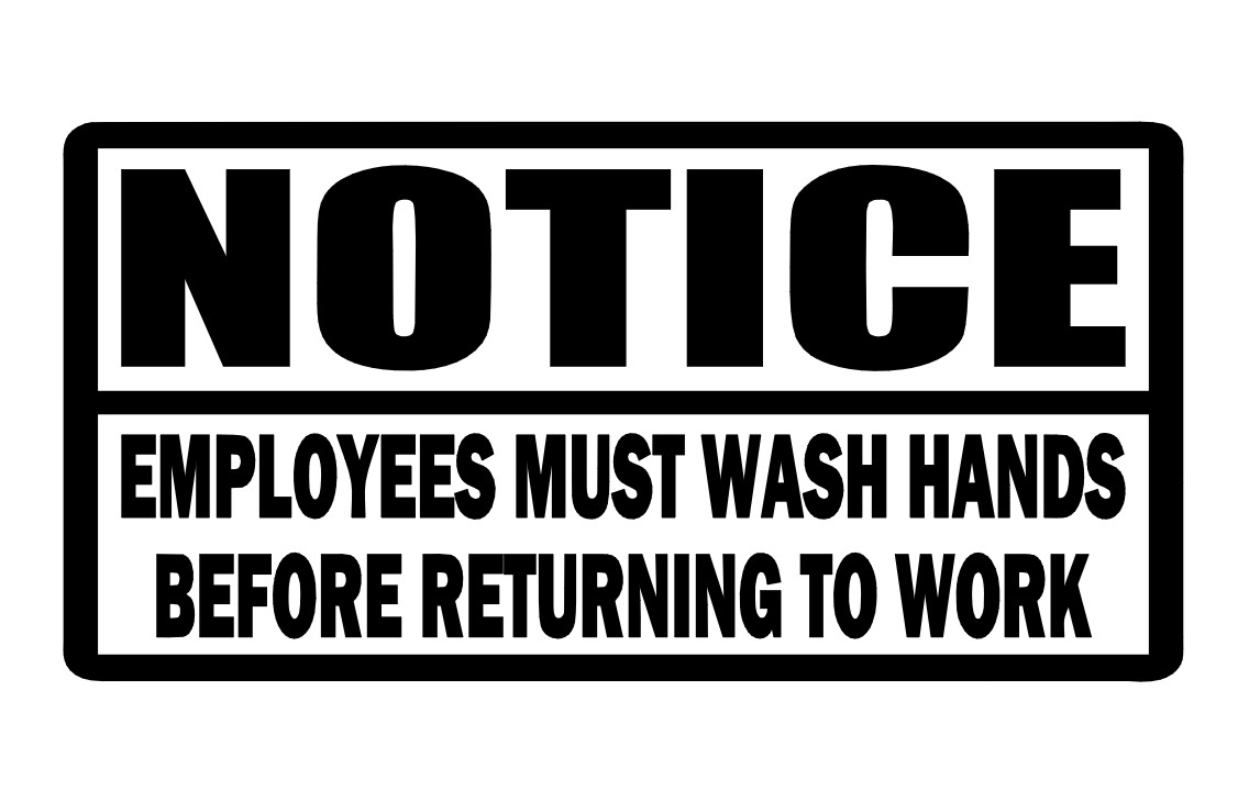 NOTICE EMPLOYEES MUST WASH HANDS – VINYL DECAL STICKER RESTAURANT FOOD SERVICE