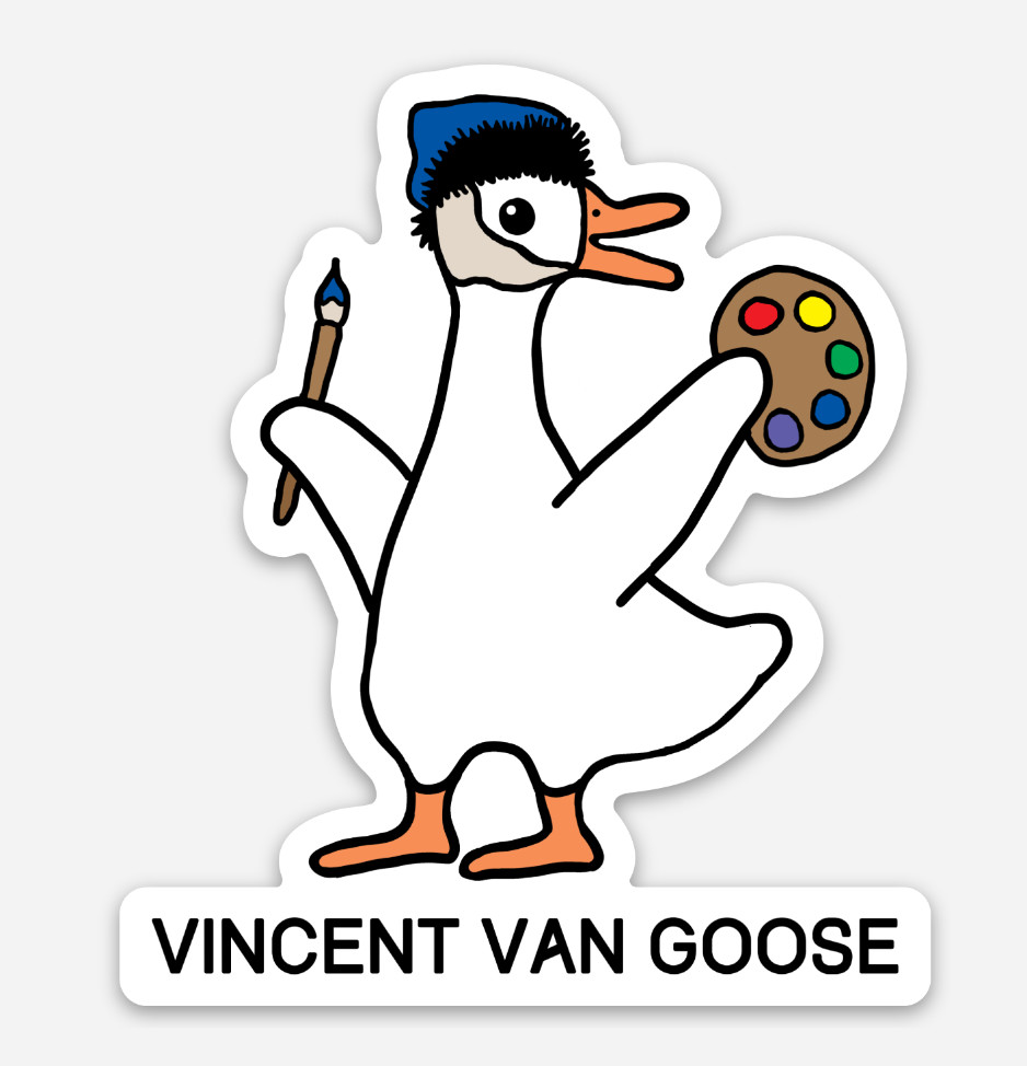 Vincent Van Goose Van Gogh Bird Art Pun Premium Vinyl Die Cut Sticker 2.59″ × 3″