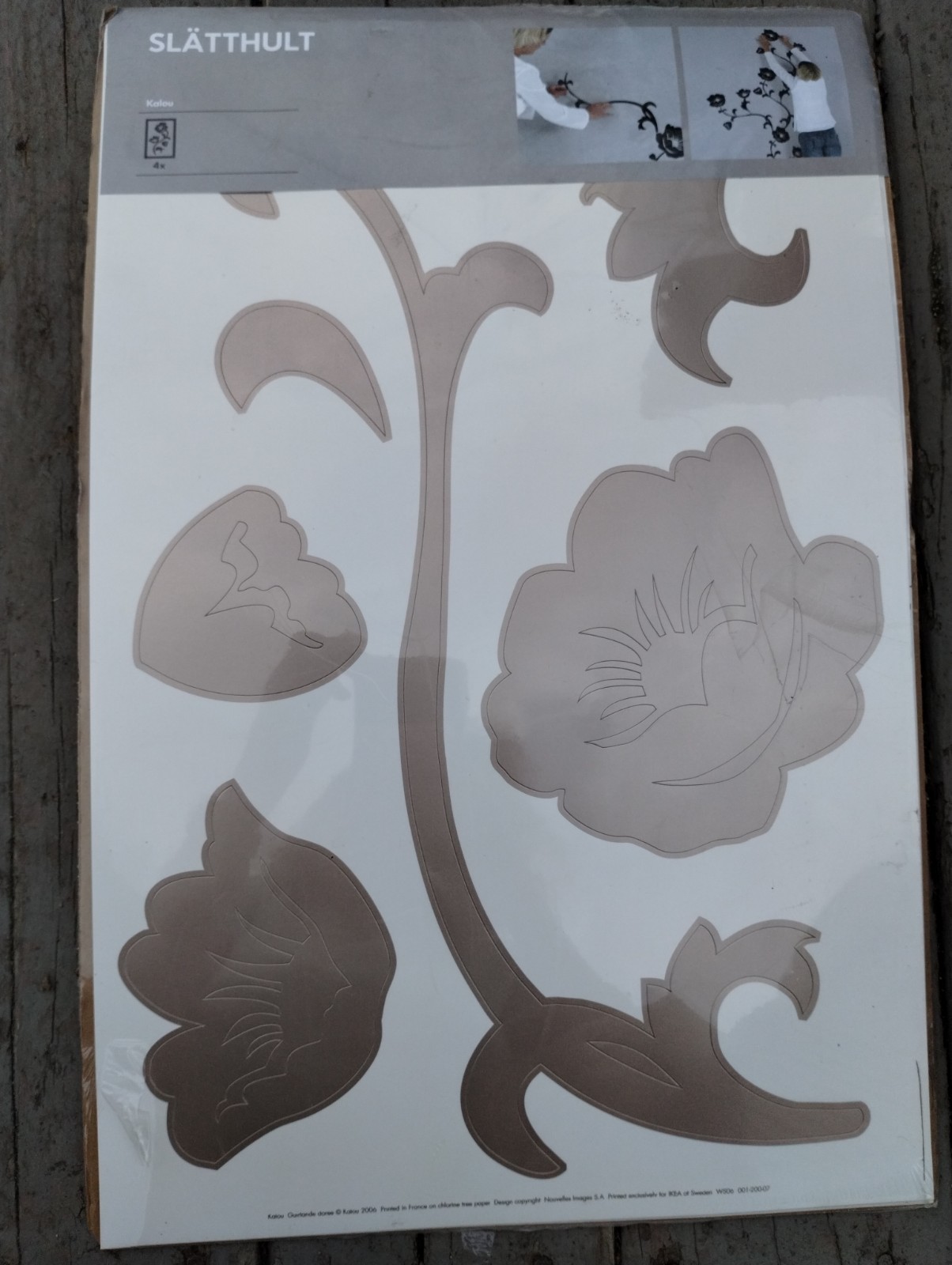 IKEA Slatthult Kalou Wall Stickers 001.200.07 Gold Tone Flowers 2006 New In Pack