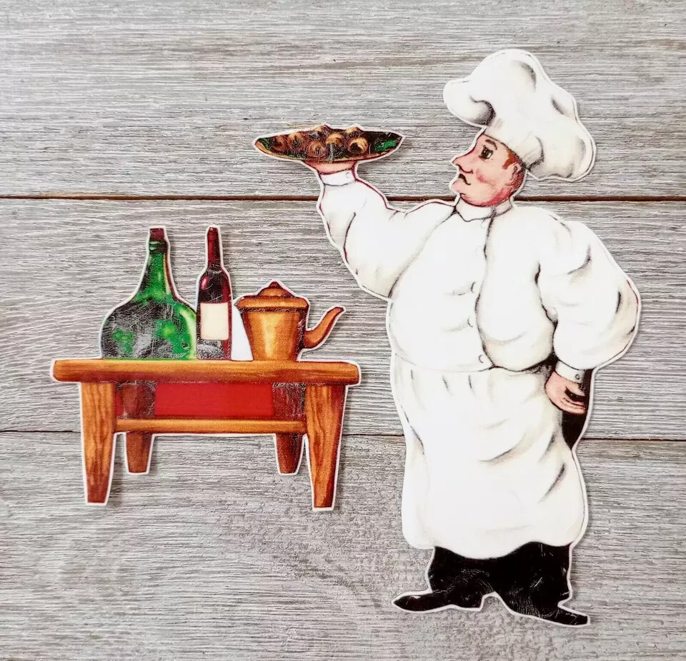 italian chef wall decal kitchen table prepasted 4.5 inch 2pc