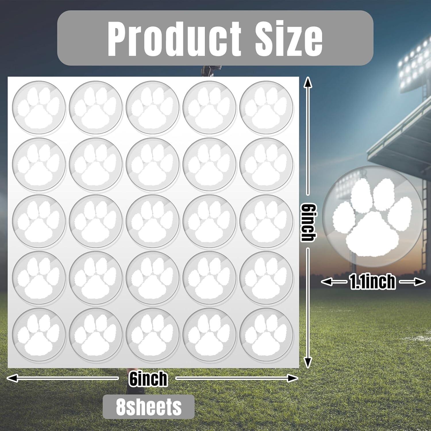 Dog Paw Helmet Stickers 200Pcs 1" Pet Paw Self Adhesive Decals Football Baseb…