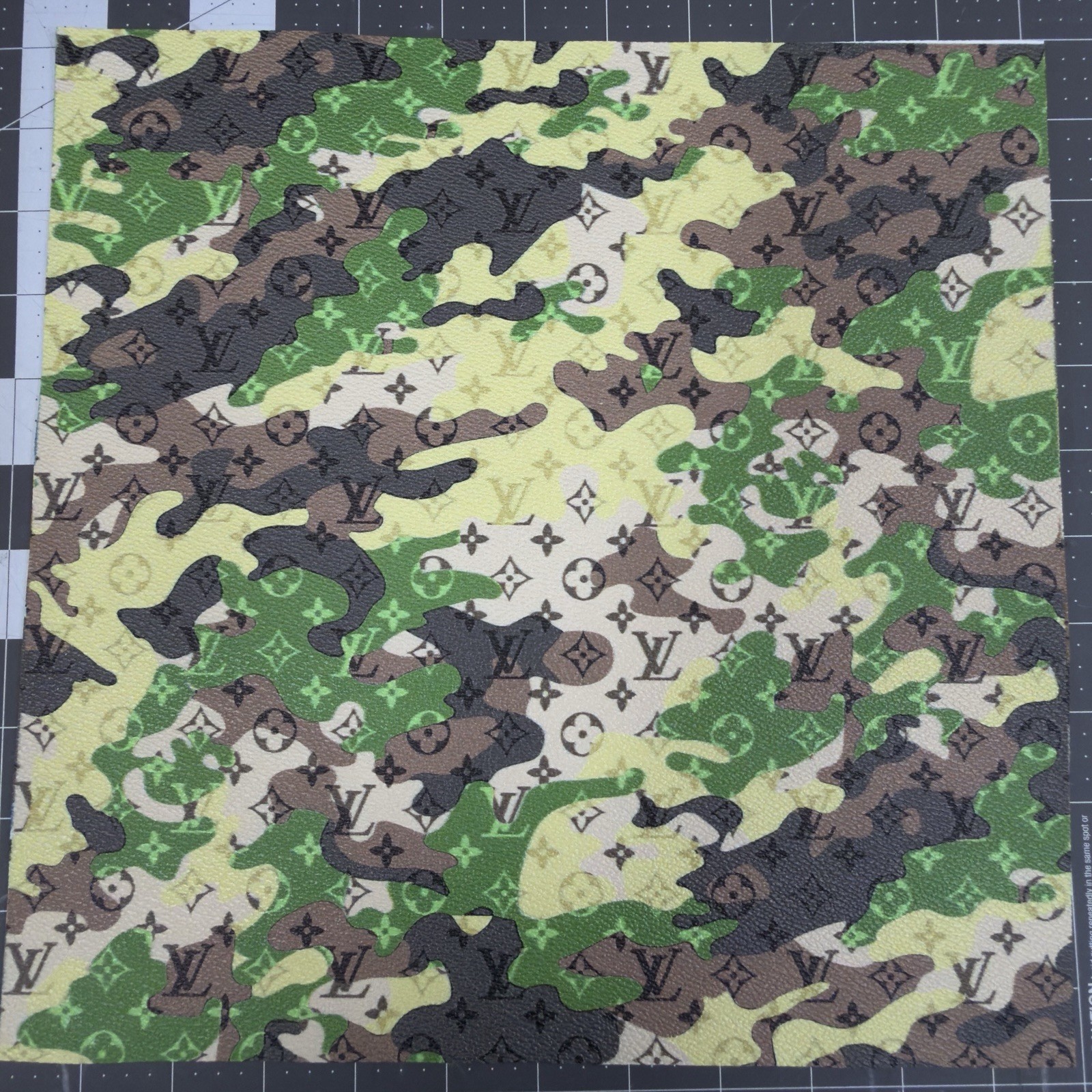 LV Green Camouflage Monogram Vinyl for Crafting Classic Size piece 12" X 12"