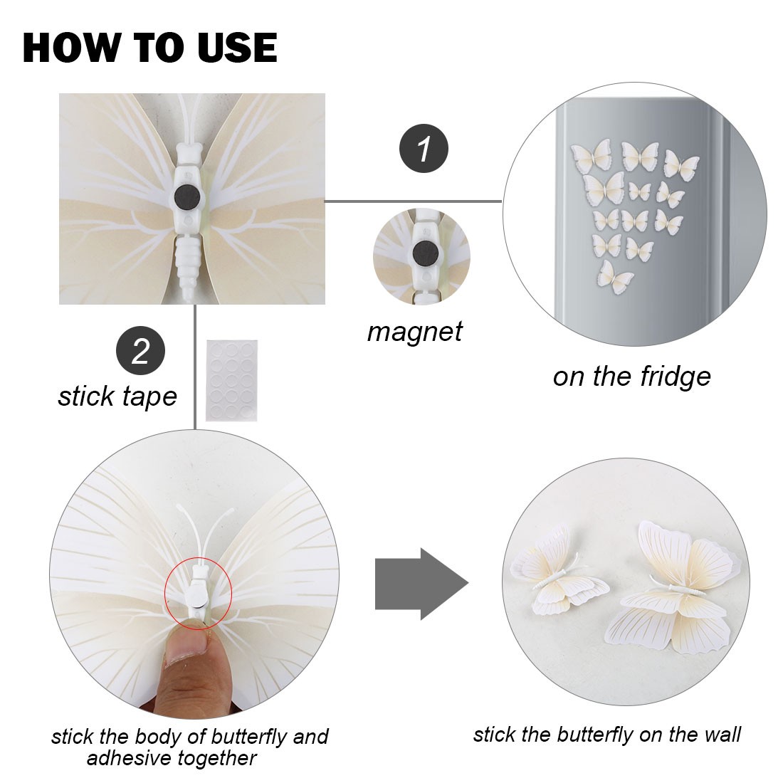 12pcs 3D Butterfly Wall Stickers Fresco Stickers for Room White