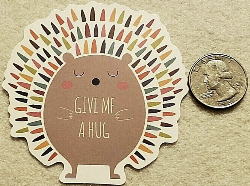Give Me A Hug Porcupine Sticker Decal Super Cute Multicolor Animal Sticker Cool