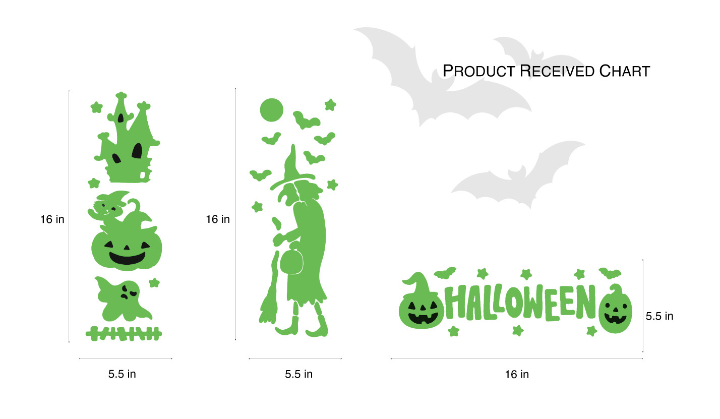 Halloween Luminous Window Gel Clings – 3Pck Stickers for Home Decor