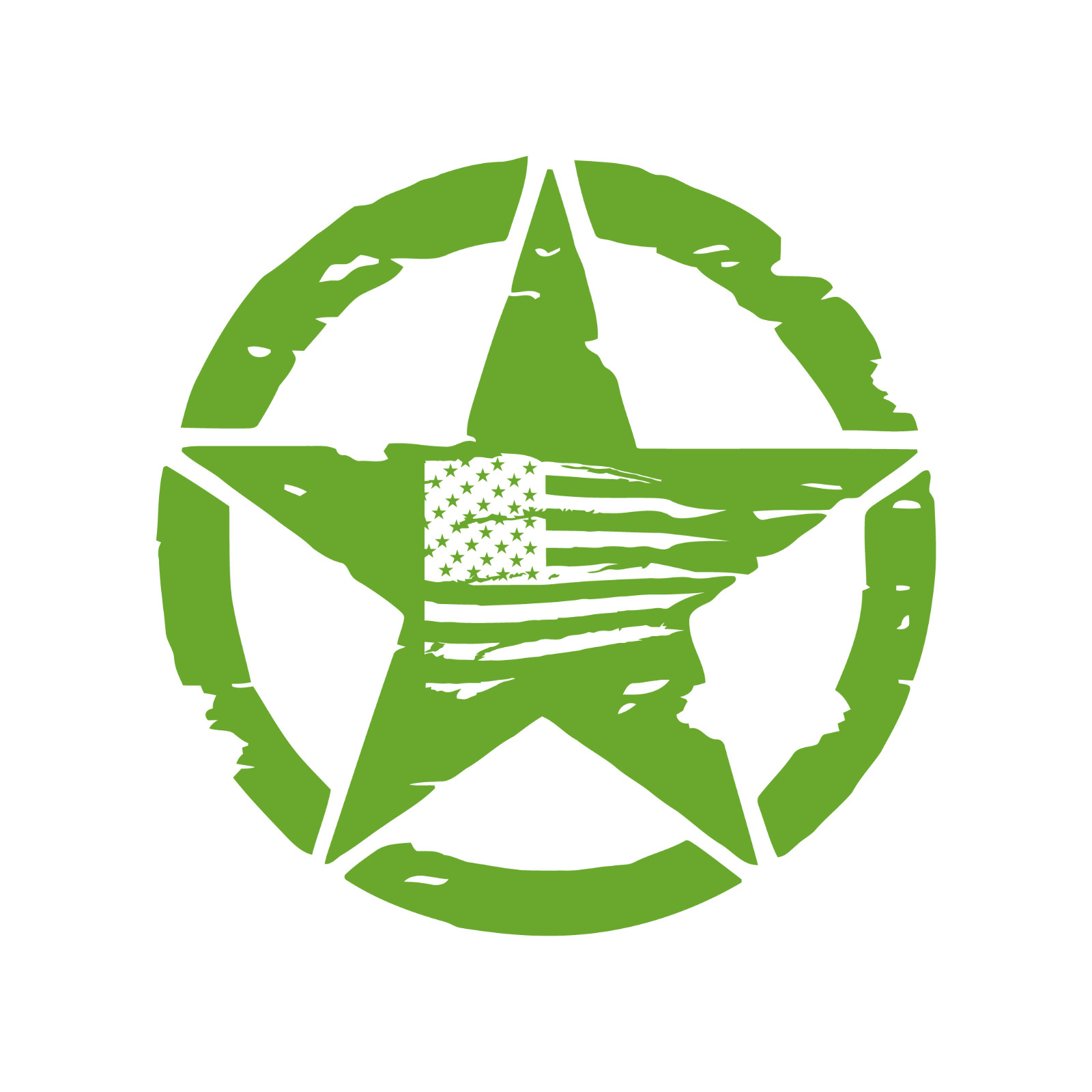 Distressed Army Star With Distressed US Flag Automotive Die Cut Decal Made USA