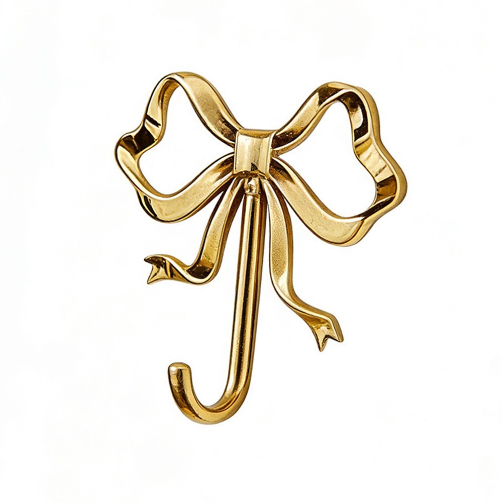 Wall Hooks with Bowknot Design Gold Tone Alloy 2.55 x 2.16 Inch per Piece