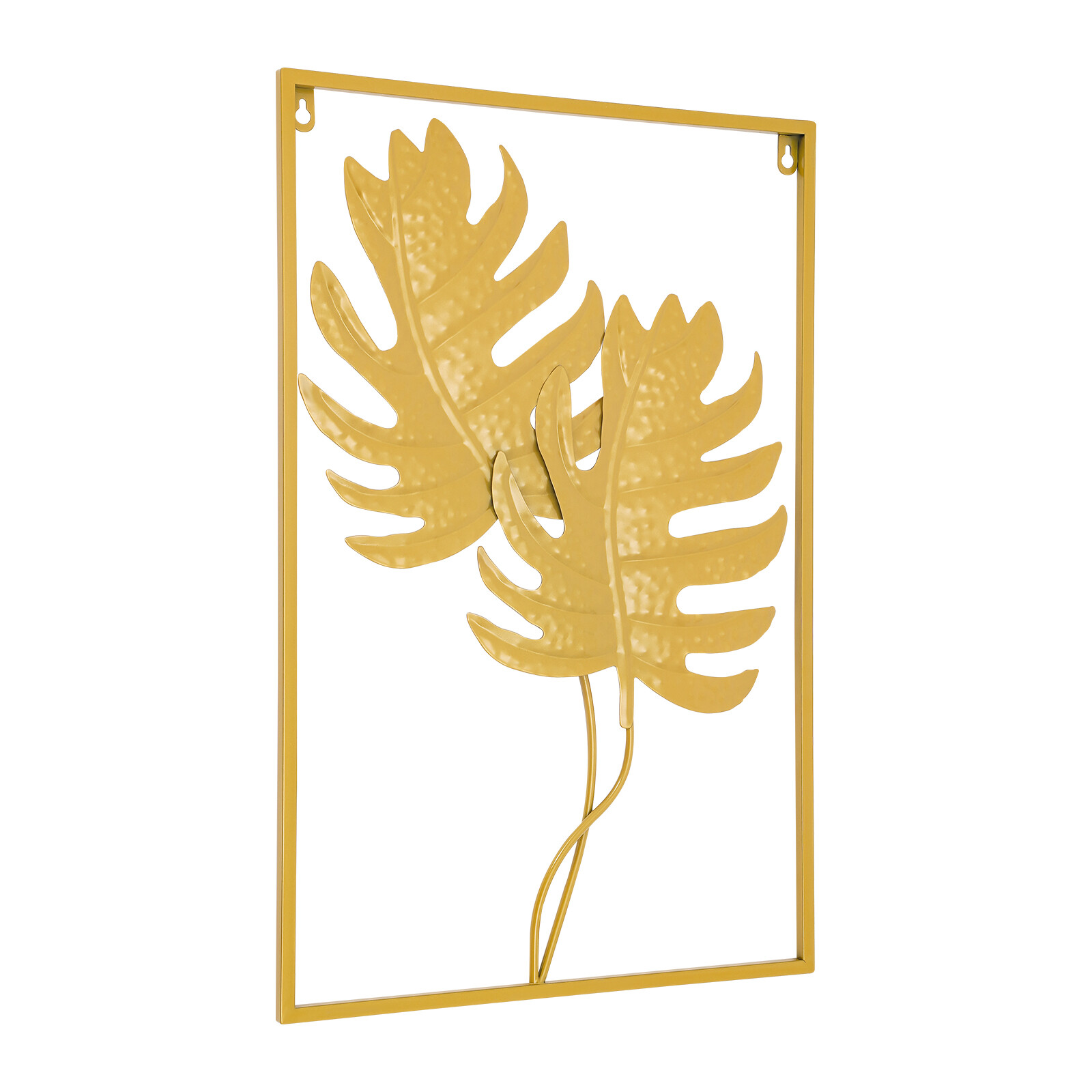 2PCS Wall Decorations Gold Iron Leaf Wall Hanging Home Decor with Frame Golden