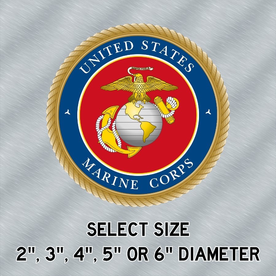 United States Marine Corps Seal Blue Red & Gold Laminated Sticker Choose Size