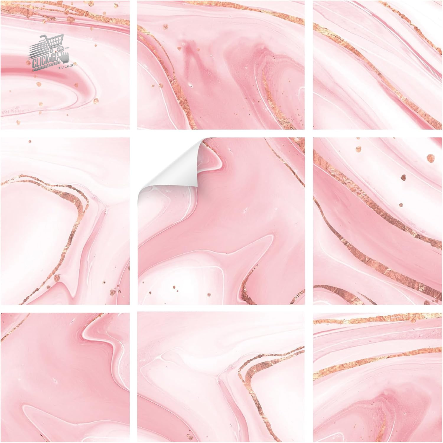 Pink Marble Tile Stickers 20×20 Self Adhesive Film Kitchen Bathroom Stone 10