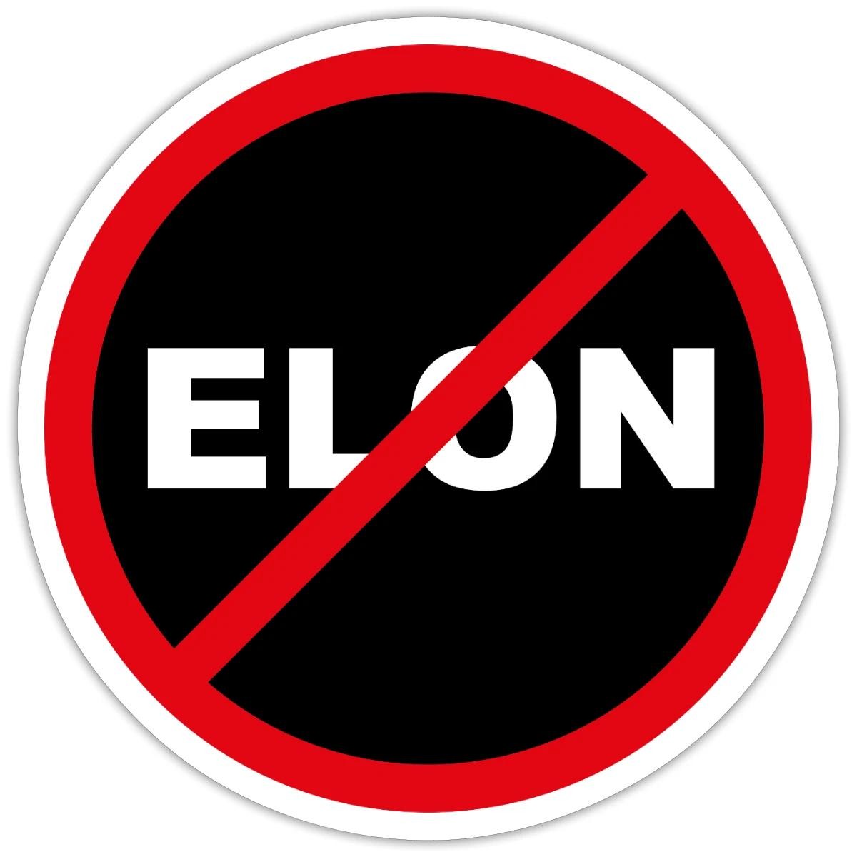 No Elon Warning Sign Sticker Sticker, max. 4 x 4"