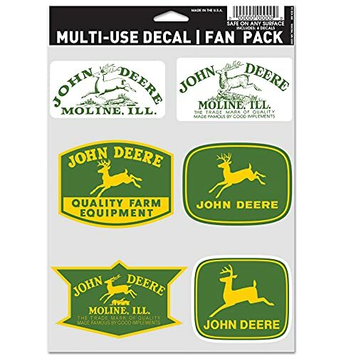 WinCraft John Deere 6 Pack Decals 5.5X7.75 Logo Vintage Two White