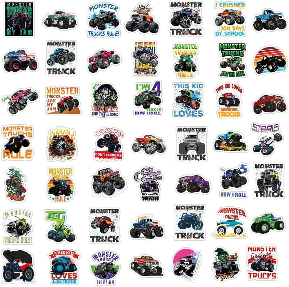 100PCS Monster Truck Stickers Truck Car Stickers for Kids Truck Stickers Water
