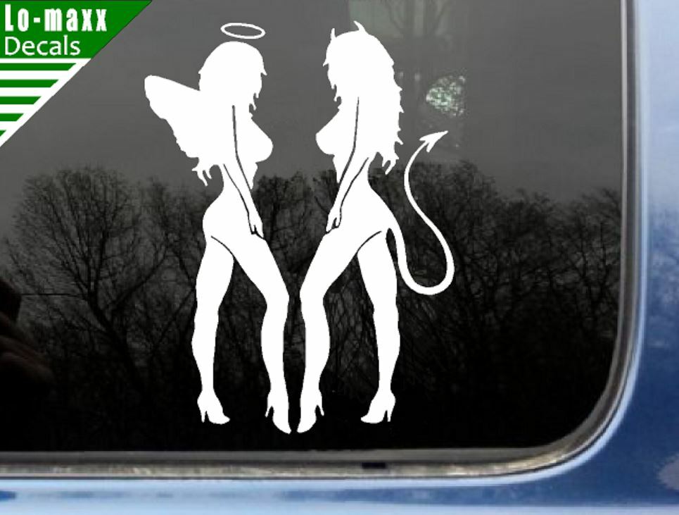 Hot Sexy Angel & Devil Girl Car Truck Boat Superior Quality Die Cut Vinyl Decal