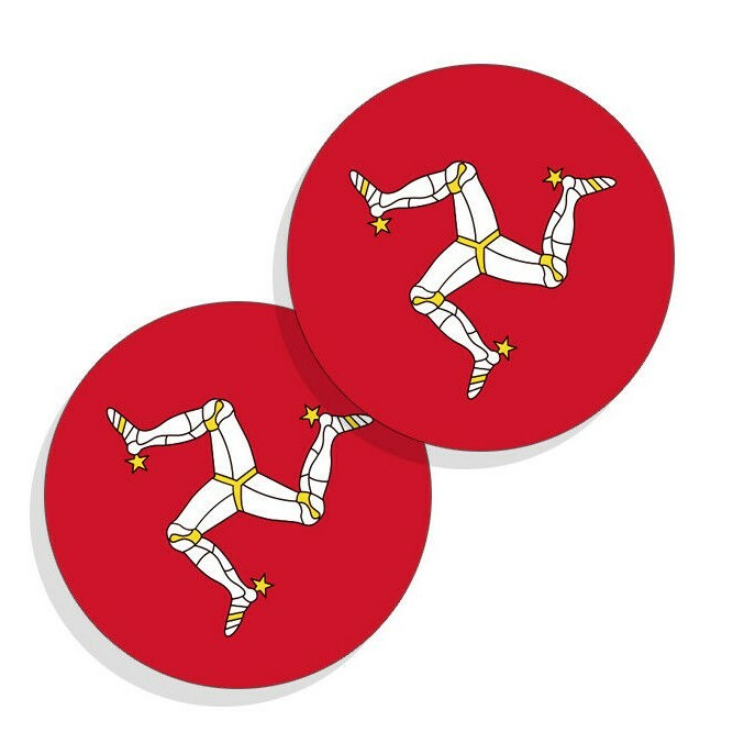 Isle of Man Flag Stickers Flag Decals Vinyl Round Indoor Outdoor Circles 4 pack