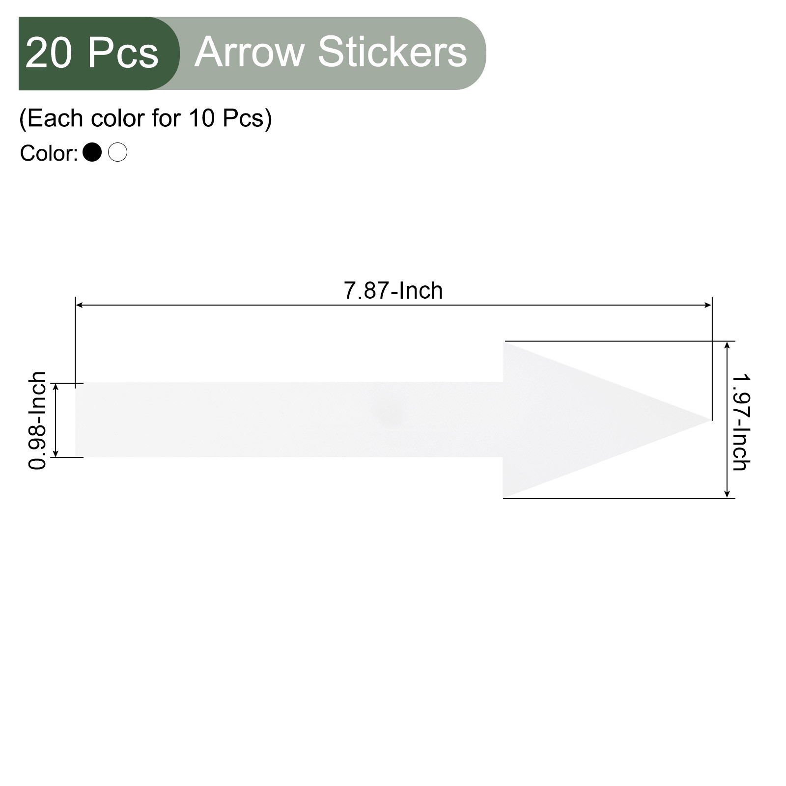 20Pcs Arrow Sticker 20×2.5cm PVC Self Adhesive Waterproof Signs Black White