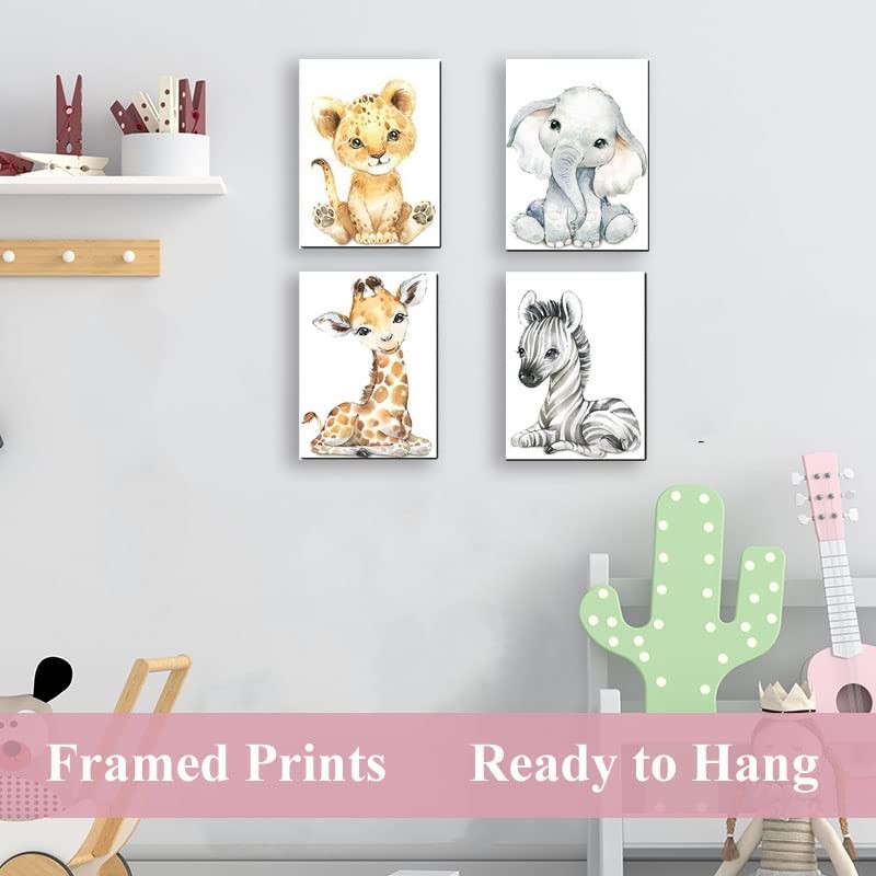 Baby Watercolor Animals Wall Art Prints Set of 4 (8×10),Tiger Elephant Zebra …
