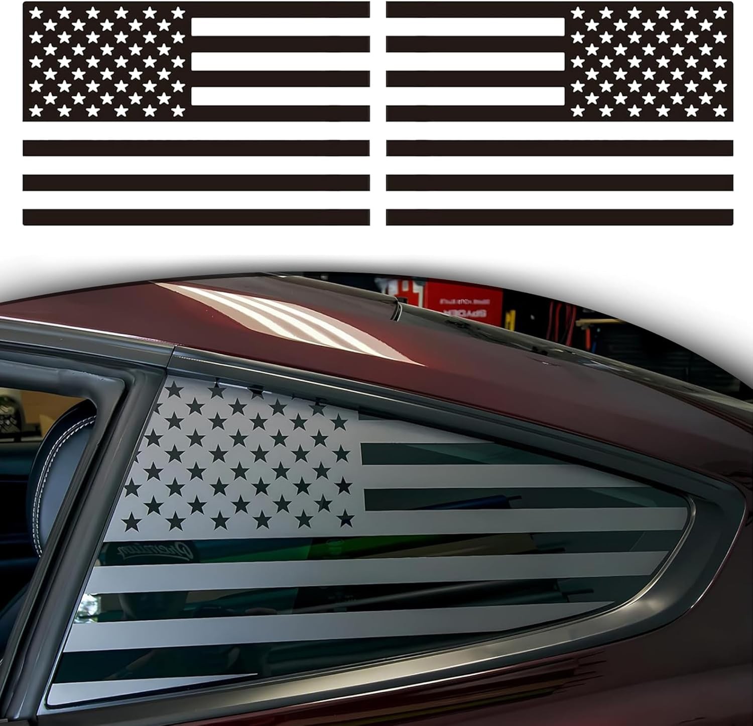 Rear Quarter Window American Flag Decal for Car SUV Trucks, Universal Matte B…