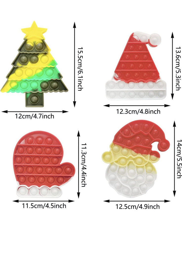 Santa Christmas Sticker, 4 Glass Window Decor And 5pk Pop Fidget Dimples