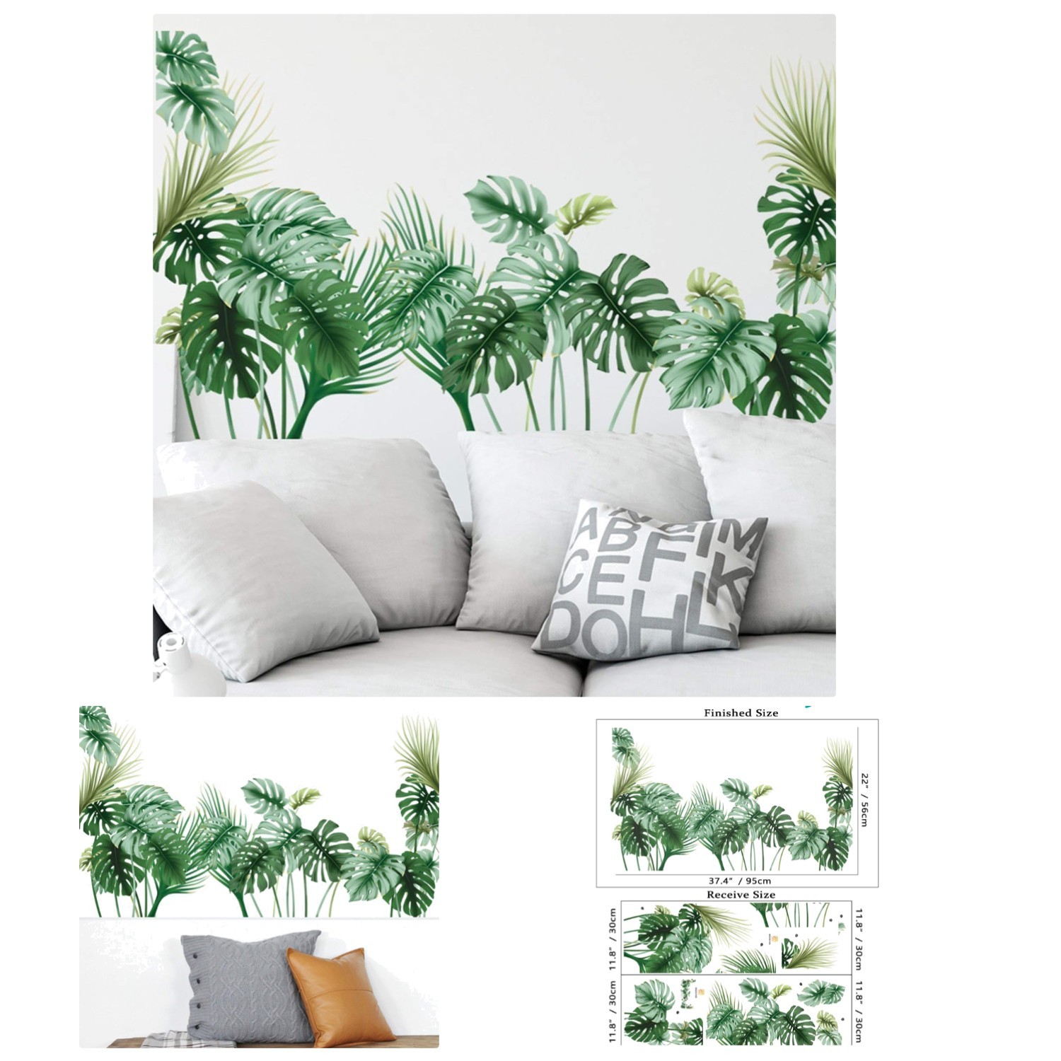 Tropical Palm Leaf Wall Decals – Vivid Vinyl Stickers for Elegant Living Spaces
