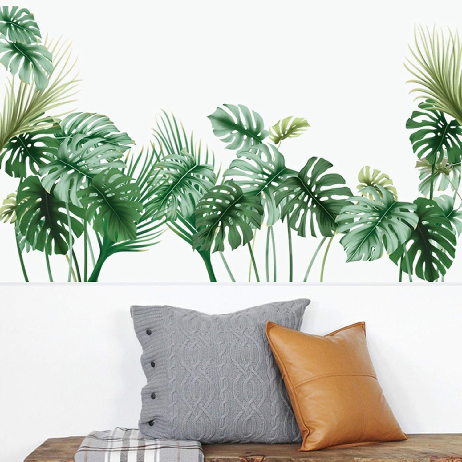 Tropical Palm Leaf Wall Decals – Vivid Vinyl Stickers for Elegant Living Spaces