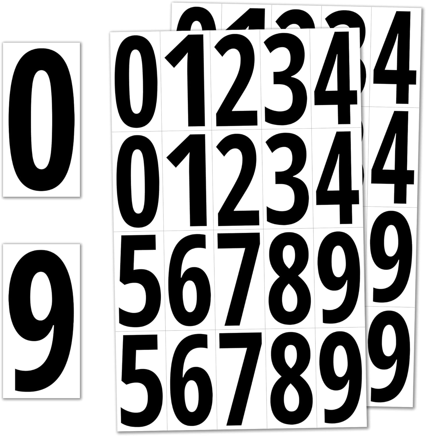 200 Pieces, 3" – Vinyl Number Stickers, 3 x 1.5 inches, Black Numbers
