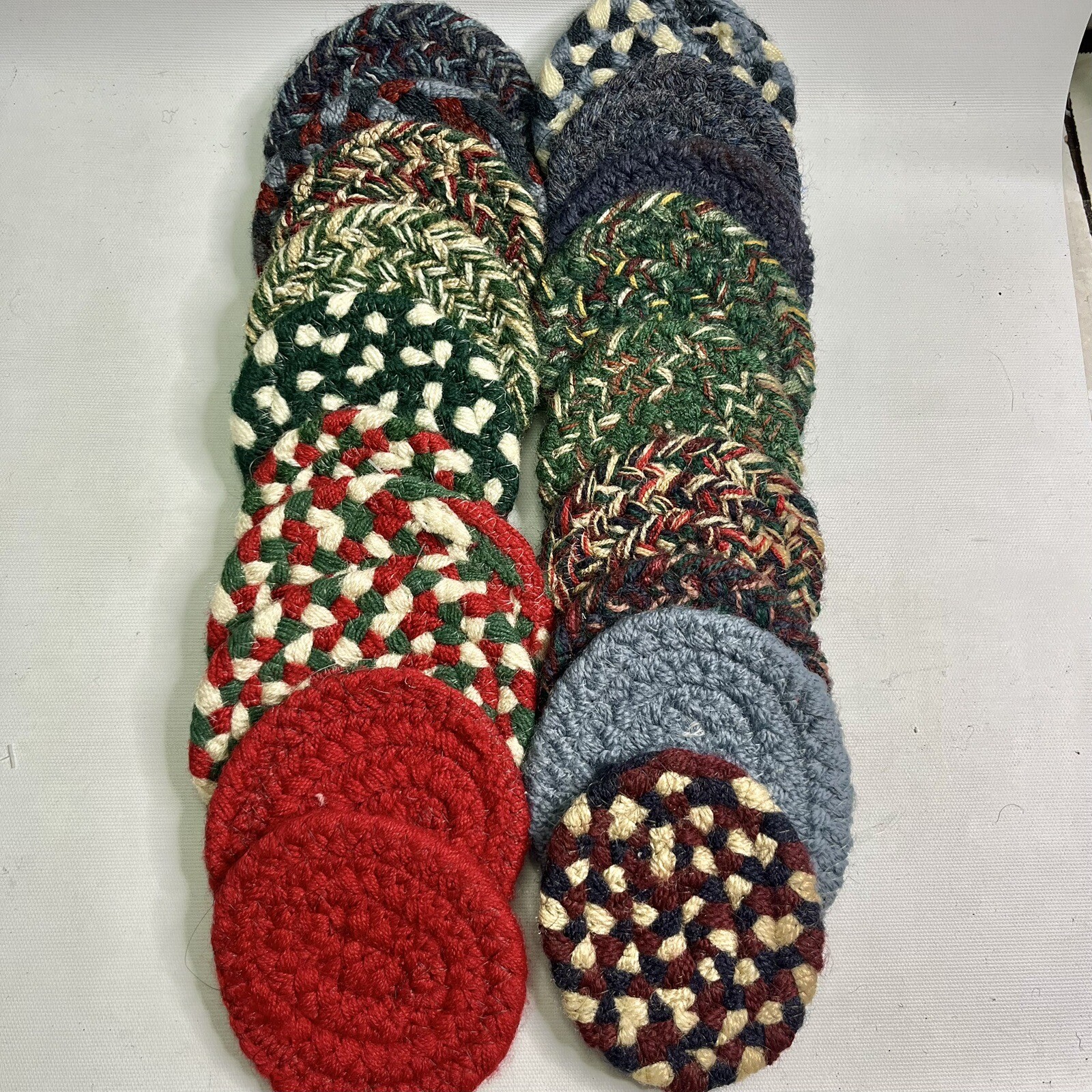 Braided Jute Coaster Rug Lot Hand Made – Mixed Lot Of 38