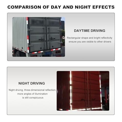 16 PCS Safety Trailer Reflectors Self Adhesive Reflector, Round ABS Rectangle