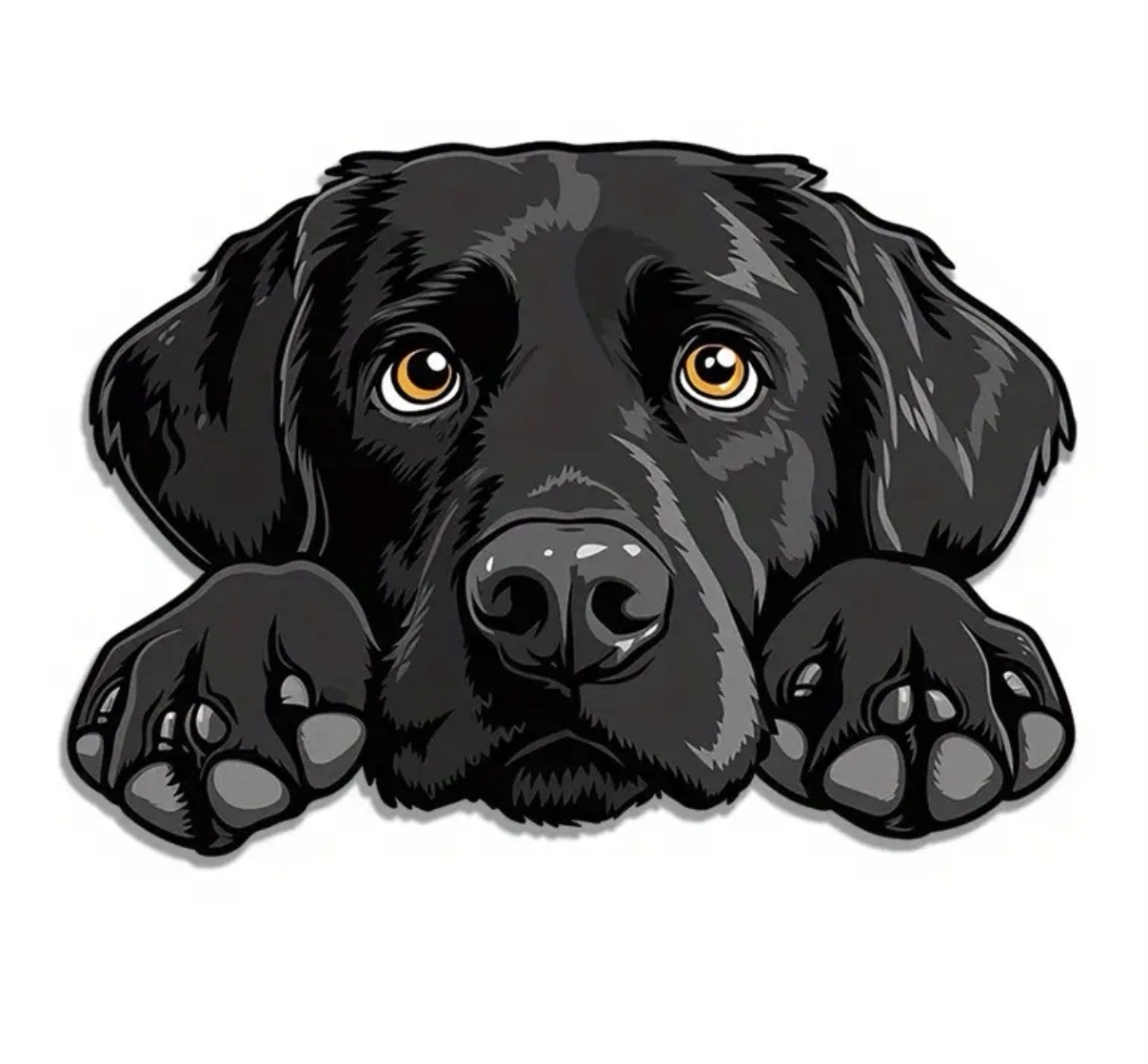XL Black Lab Sticker Decal Cute Peeking Face Car Laptop Mirror Funny Labrador