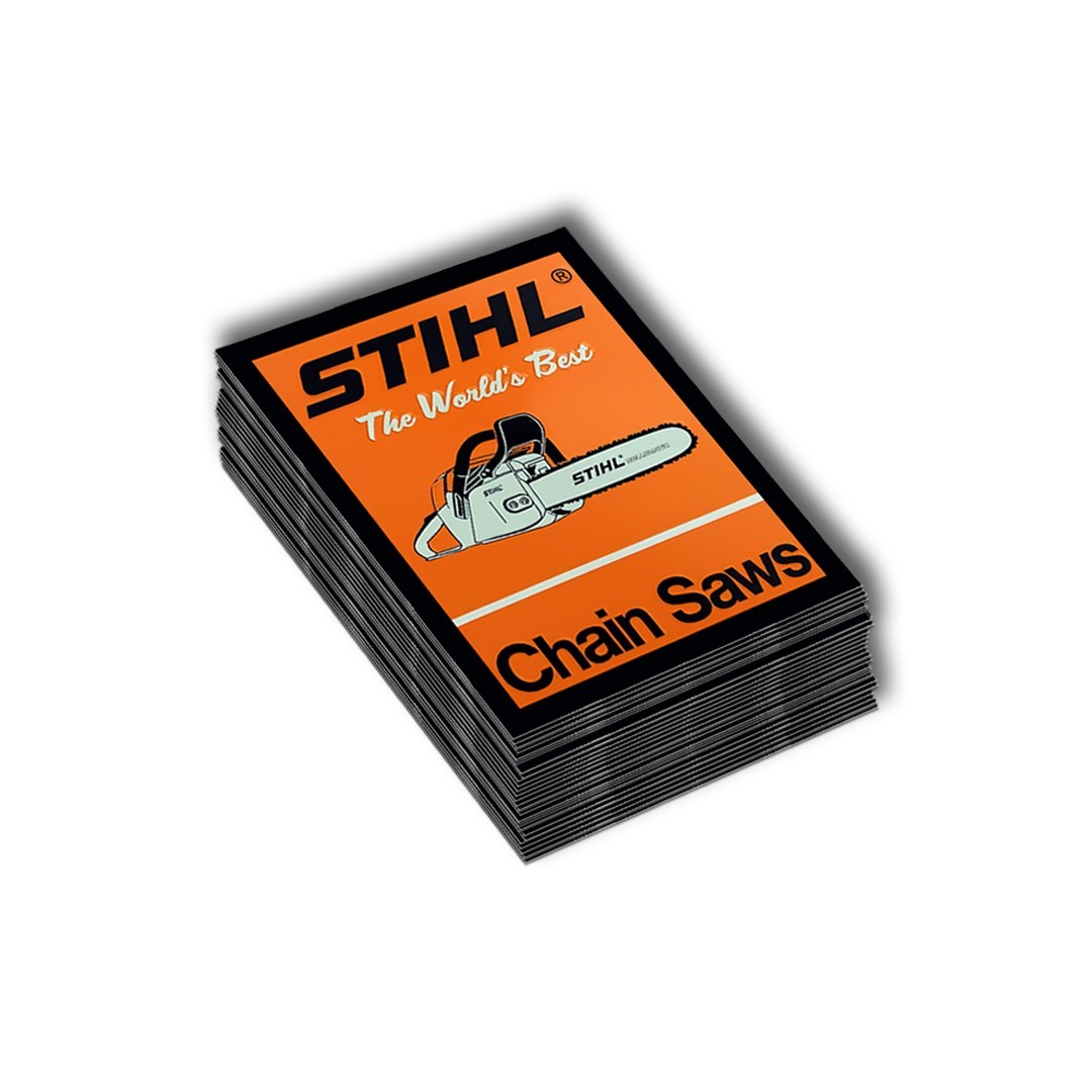 Antique Chainsaw Sticker: STIHL Chain Saws – Dishwasher Safe Hardhat Decal
