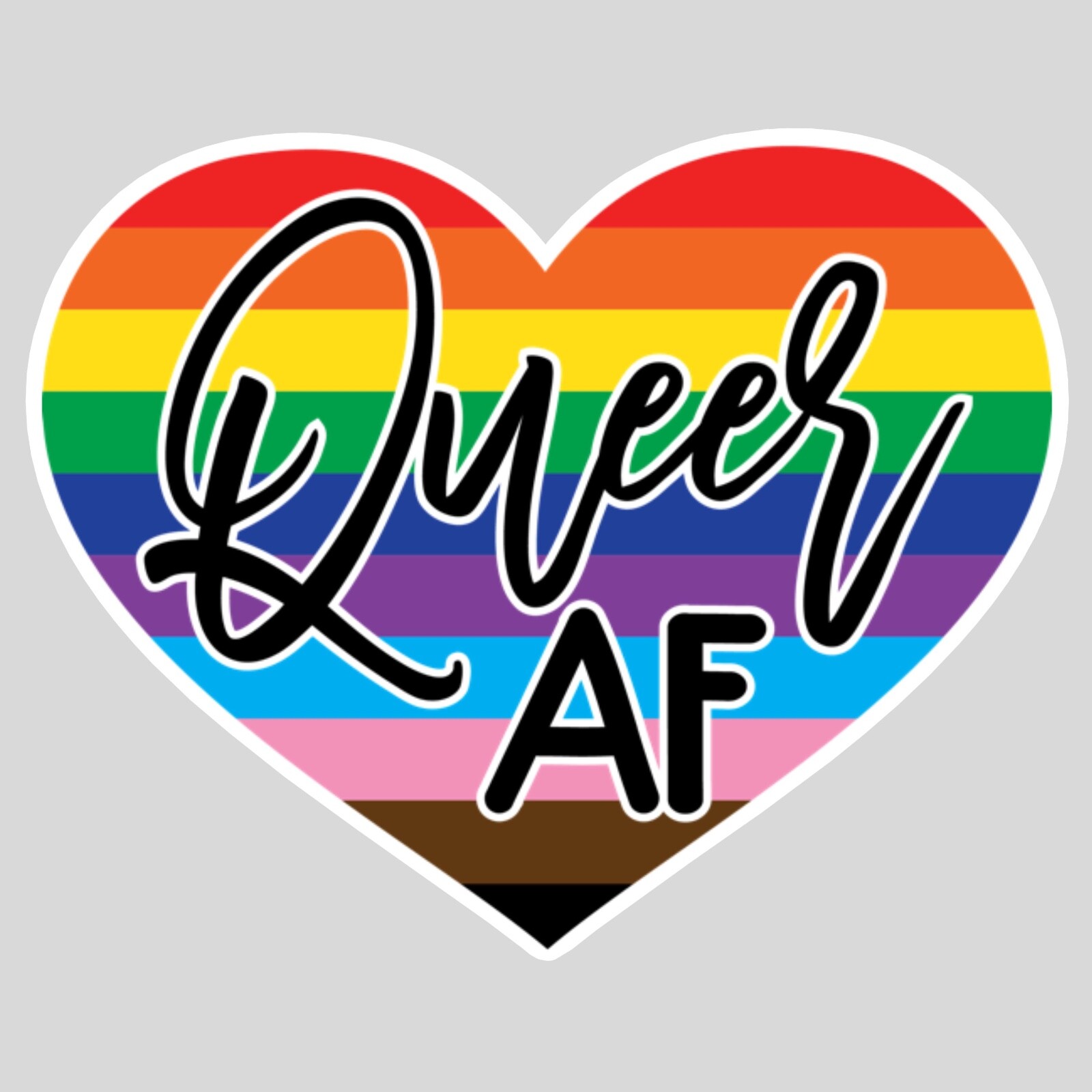 Gay Pride Queer AF Rainbow Heart STICKER
