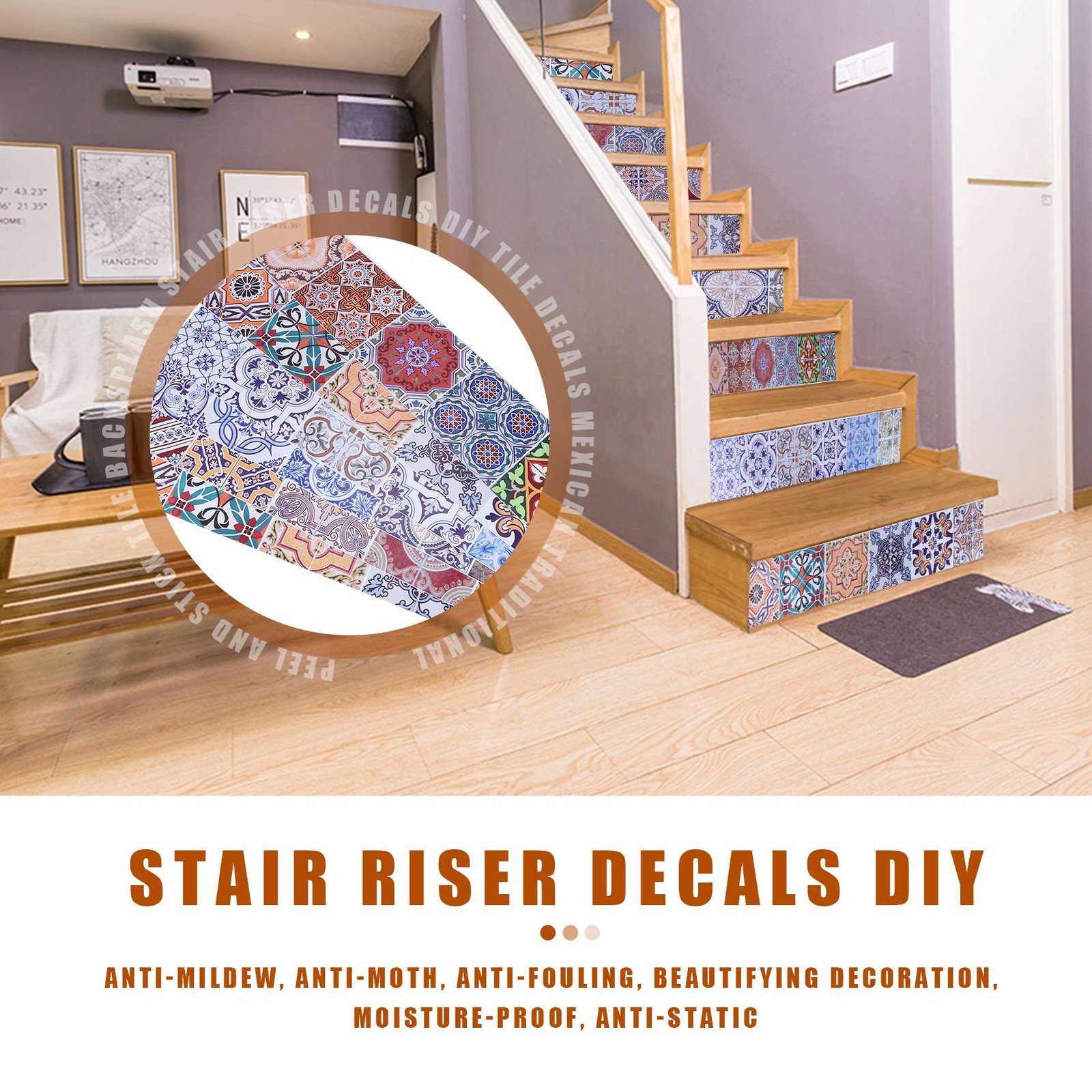Peel and Stick Tile Backsplash Stair Riser Decals DIY Tile Decals Mexican3749