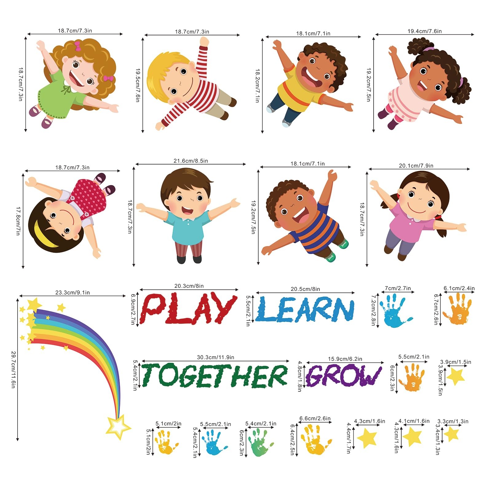 Peel and Stick Kids Wall Decals – Educational Rainbow & Diversity Stickers fo…