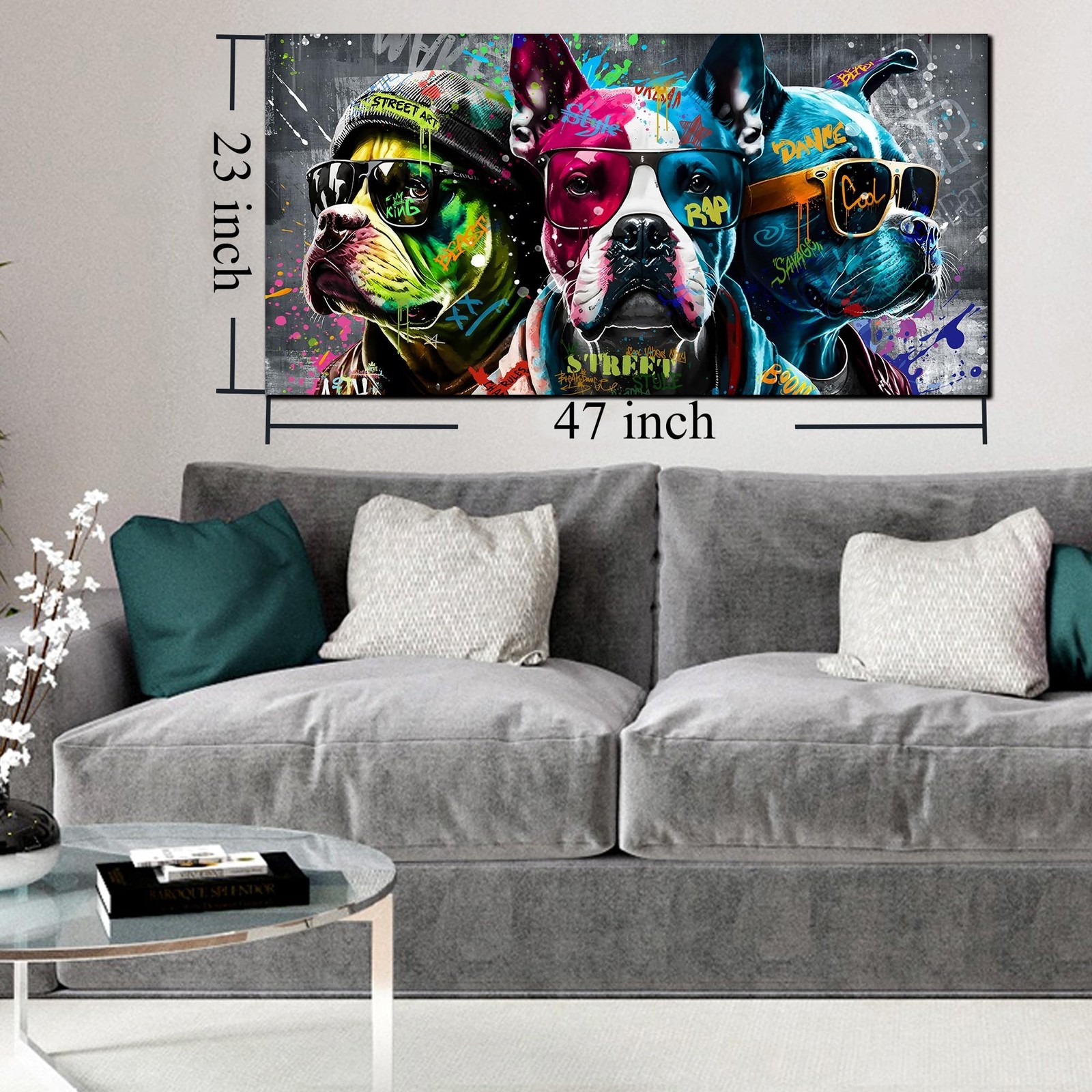 Zoyotago Large Canvas Wall Art for Bedroom Living Room Funny Graffiti Dog Pic…