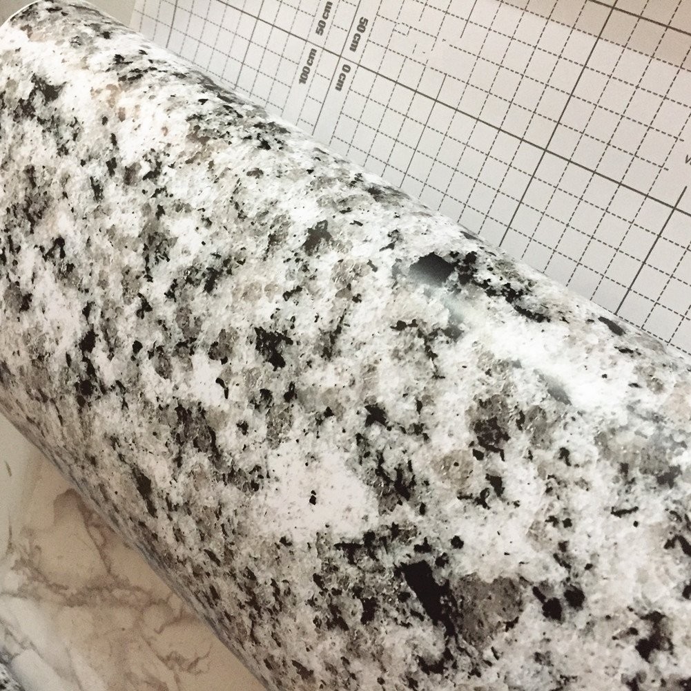 Moyishi Light White Granite Look Marble Gloss 17.7"W x 98"L, Multicoloured