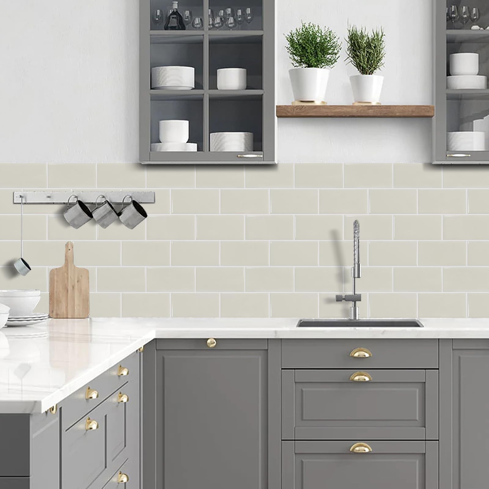 10-Sheet Subway Tile Peel and Stick Backsplash, Self Adhesive Vinyl Wall Tile…