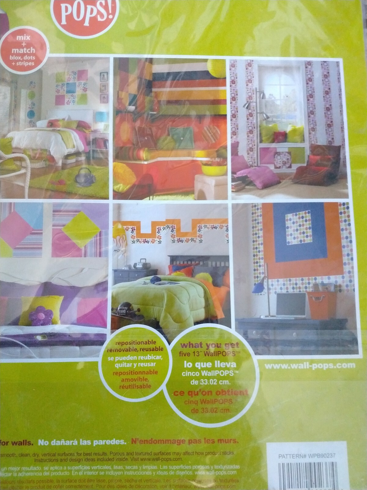 Brewster Wall Pops 5 Blox One Package Lots Of Dots Pink