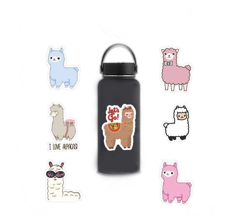 50pcs LLAMA Stickers, Cute Animal Water Bottle Laptop No Residue Sticker, #118