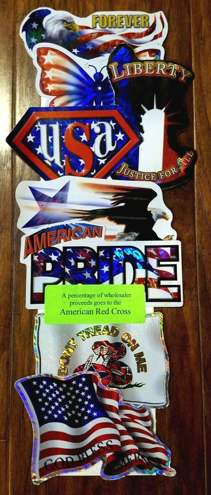 Patriotic Stars and Stripes Stickers Full Set of 8 Vending Mach Decals USA Flag