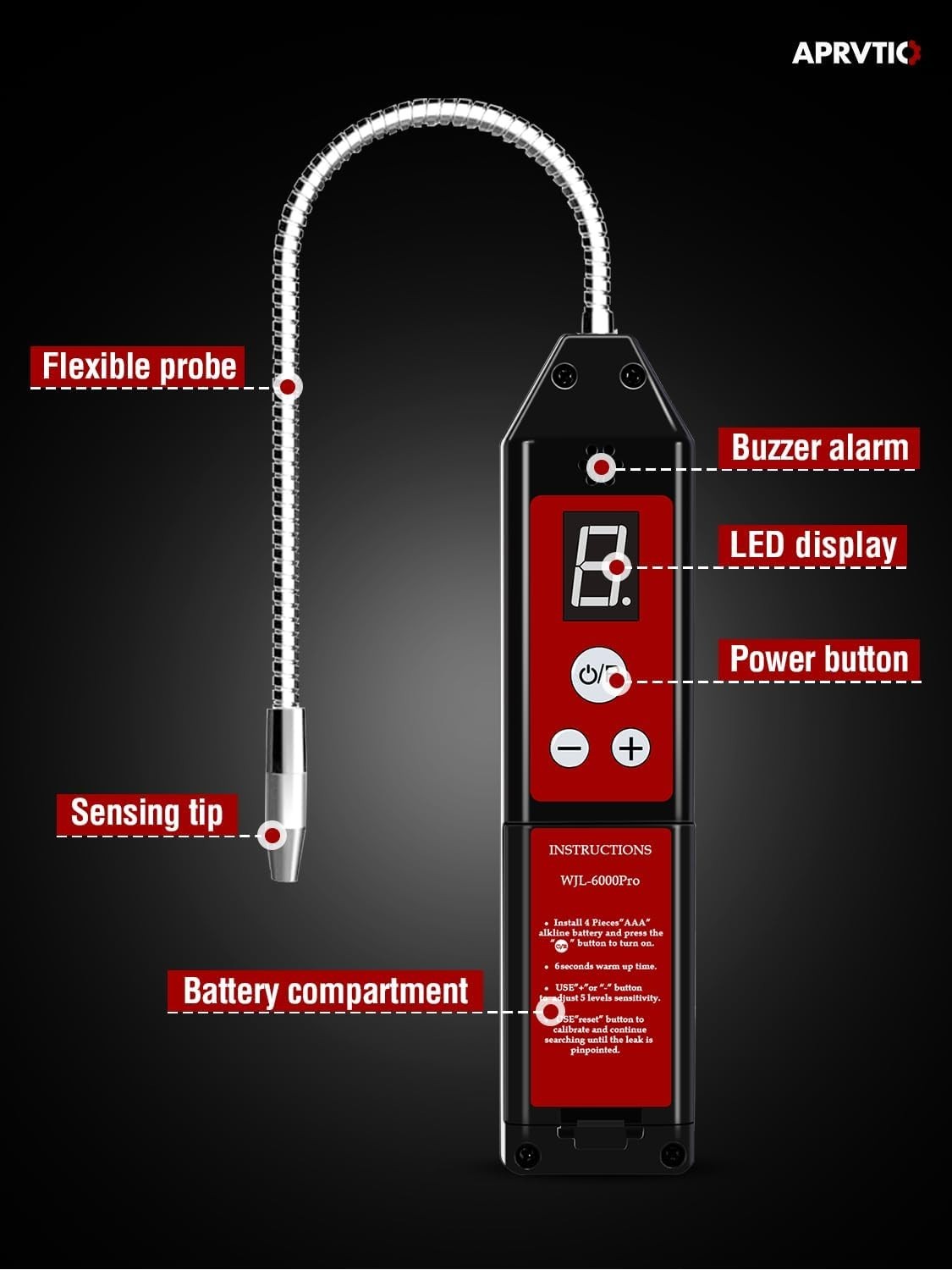 Electronic Refrigerant Leak Detector with UV & LED Light, WJL-6000PRO Freon L…
