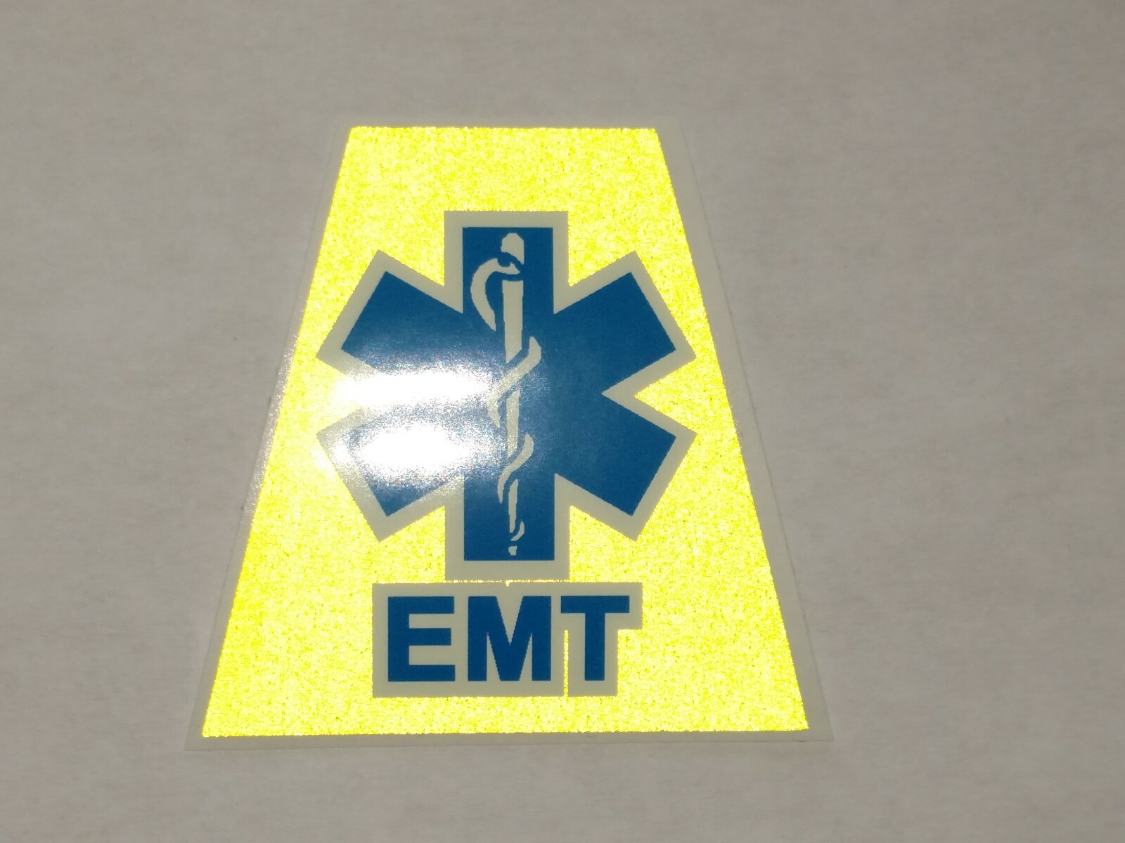 Reflective Fluorescent Yellow EMS EMT PARAMEDIC Tetrahedron Helmet Decal YouPick
