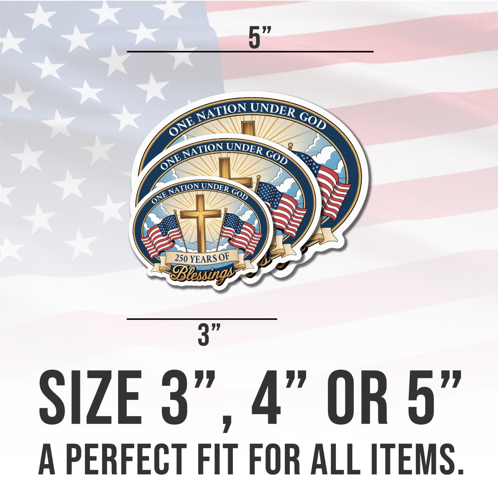 America Birthday 250th Anniversary Decal The Independence of USA Sticker Size 3"