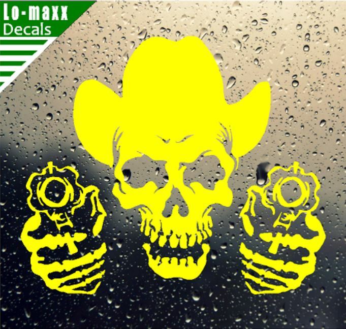 Cowboy Skull And Guns Western Country Car Truck SUV Quality Die Cut Vinyl Decal