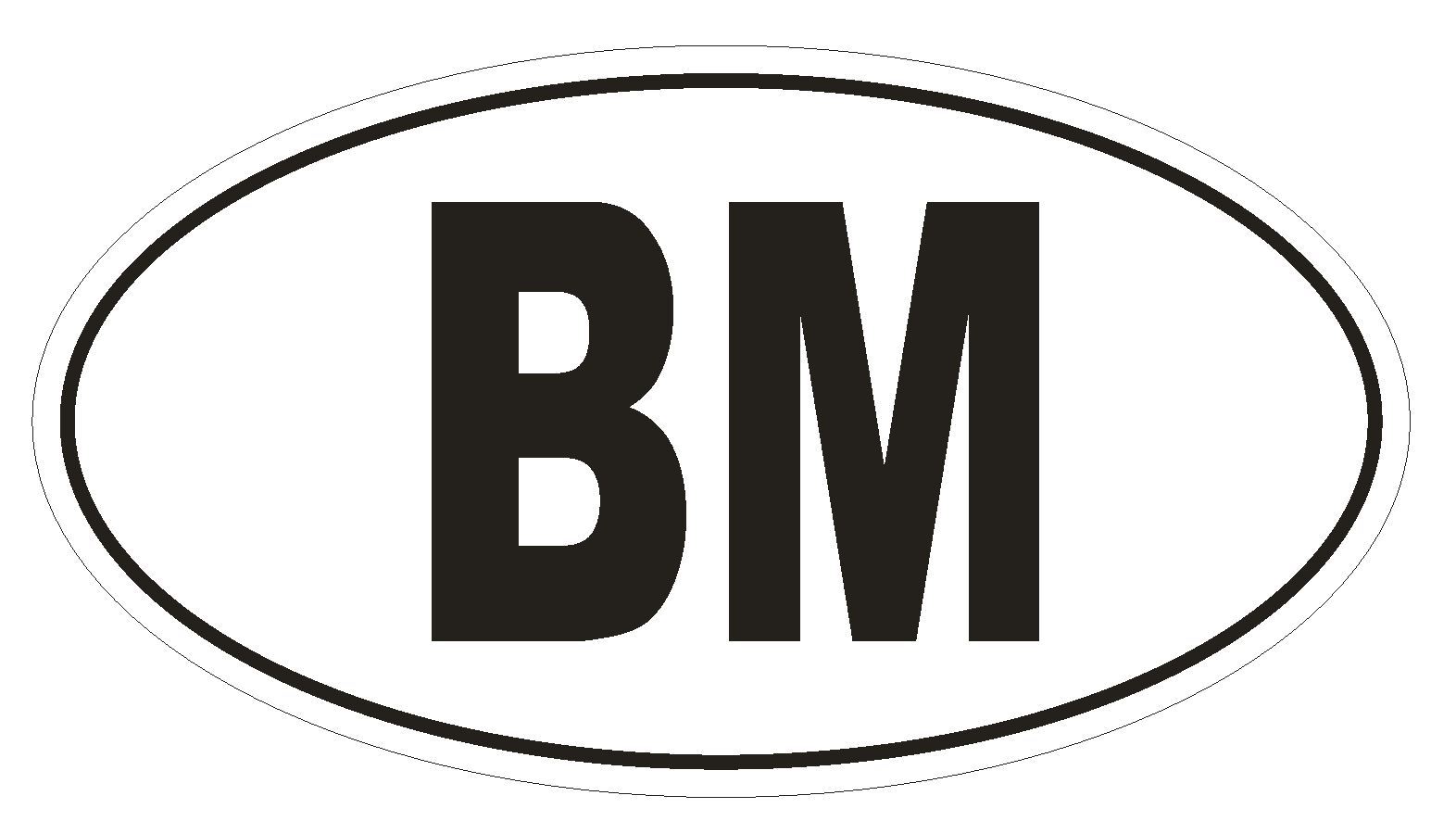 BM Bermuda Country Code Oval Bumper Sticker or Helmet Sticker D953