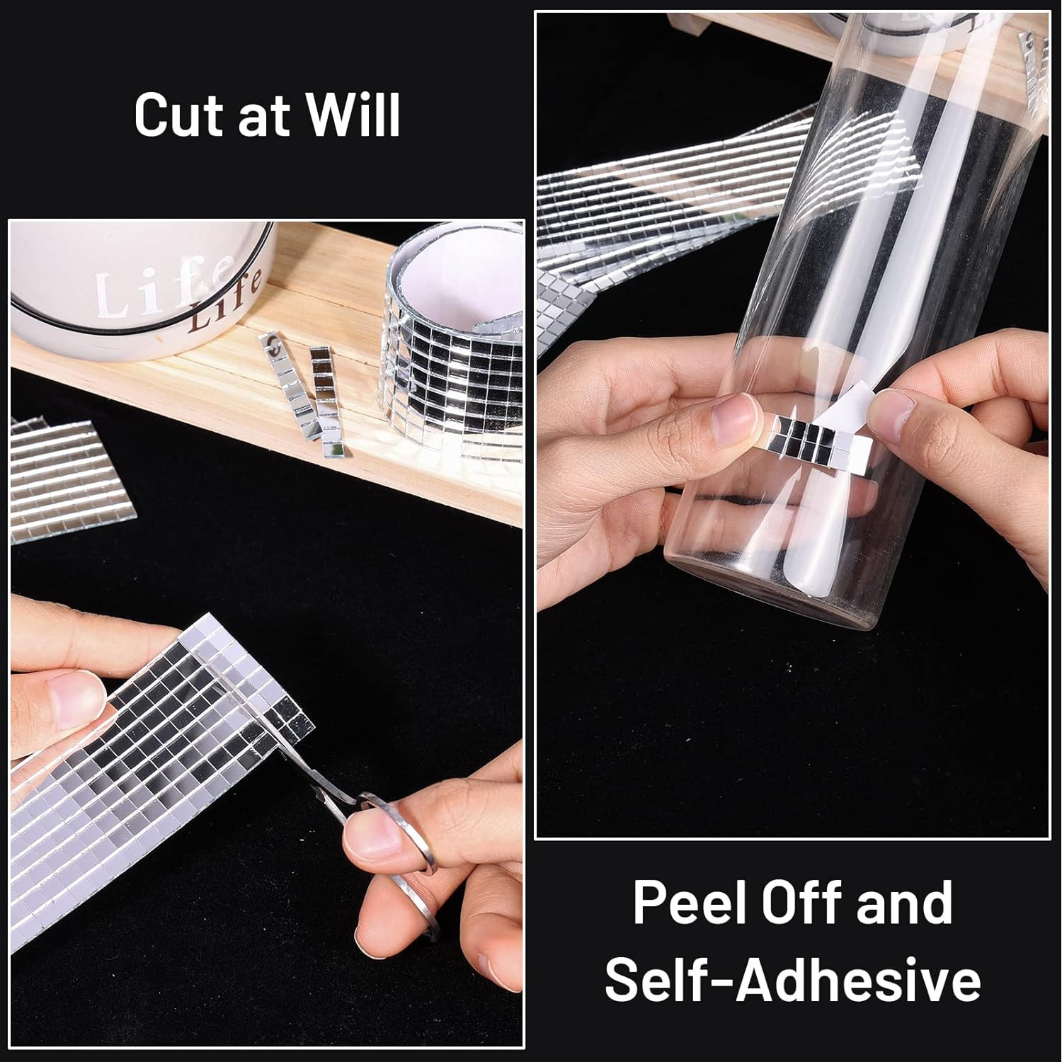 5 Roll Mirror Glass Mosaic Tiles Self Adhesive Wall Sticker Decal Home D�Cor