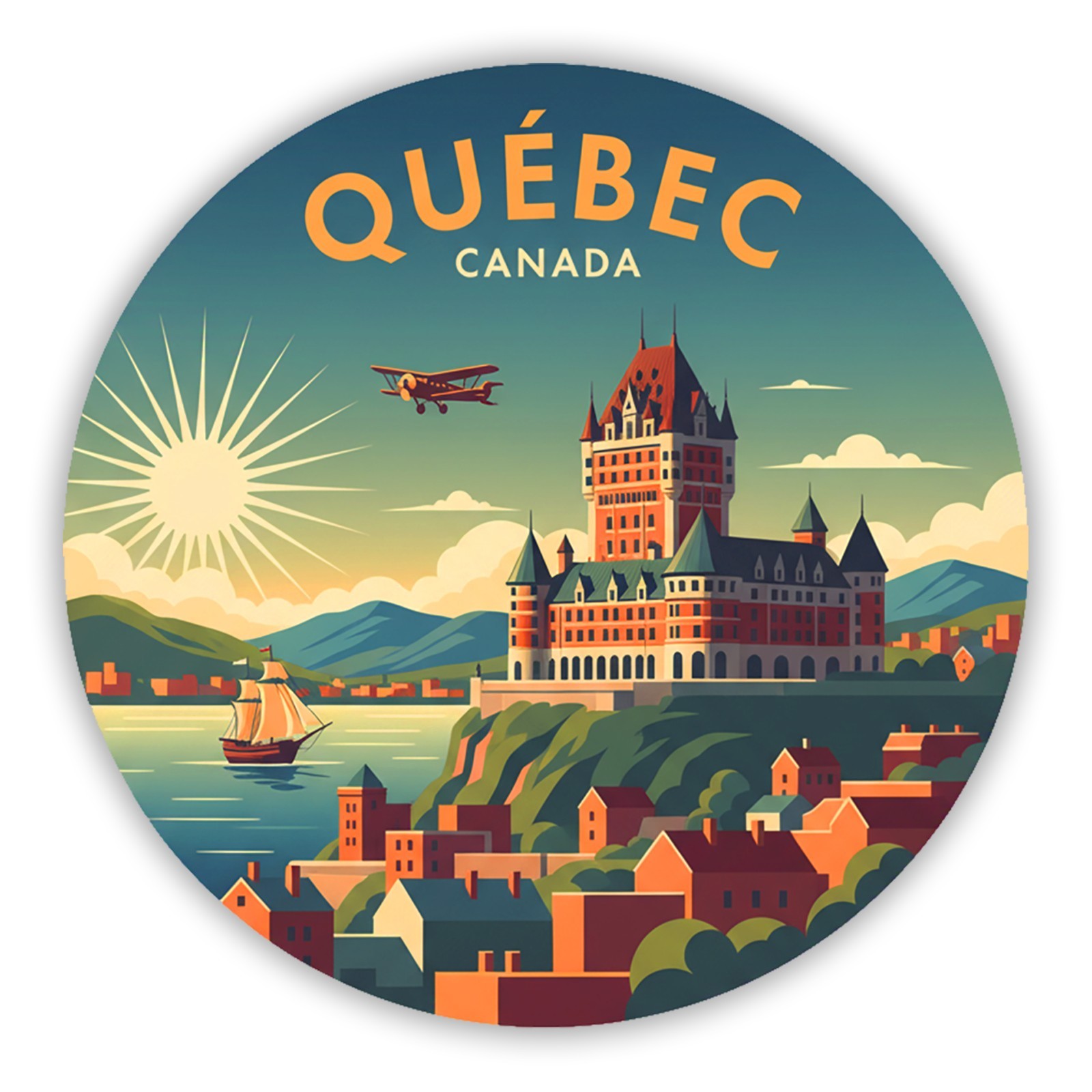 Quebec Canada Vintage Travel Sticker Die Cut Waterproof Vinyl Laptop Decal