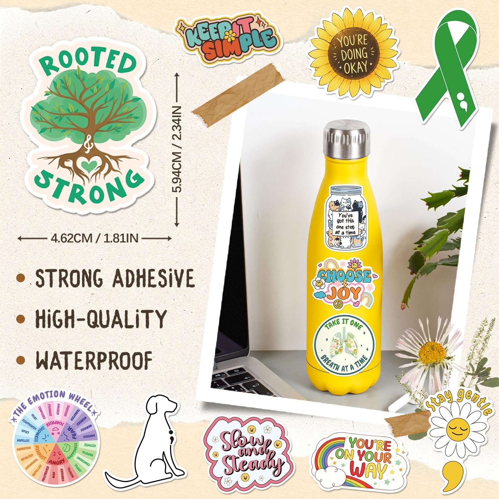 SigyoJeom 300PCS Mental Health Stickers, Affirmation Vinyl Decals Colorful