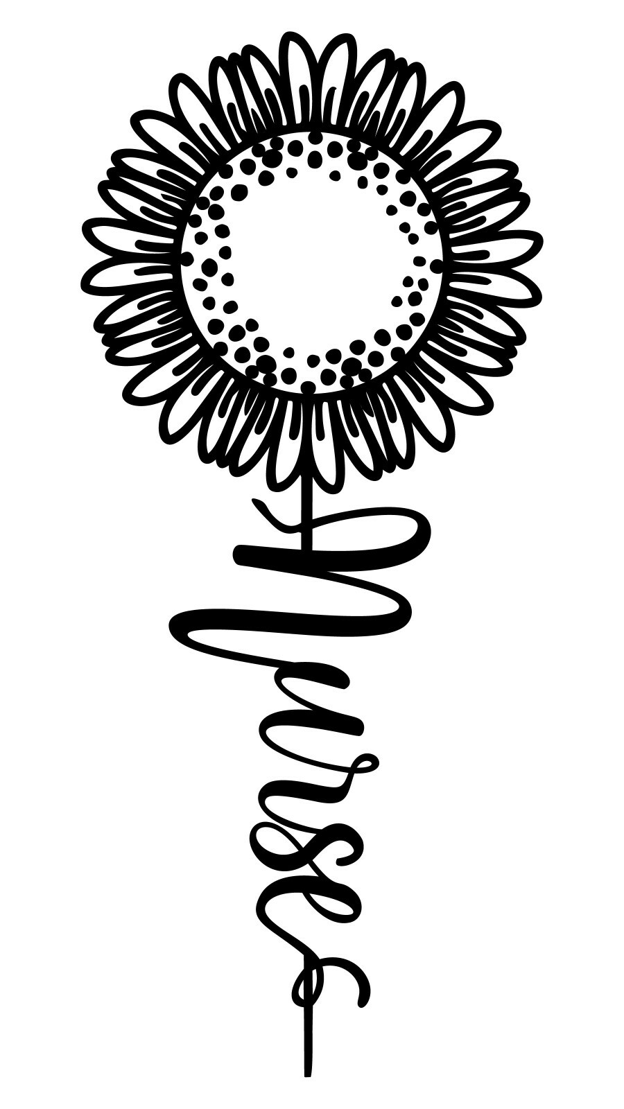 Sunflower Nurse Script Decal Sticker for car cup Stethoscope Gift heart