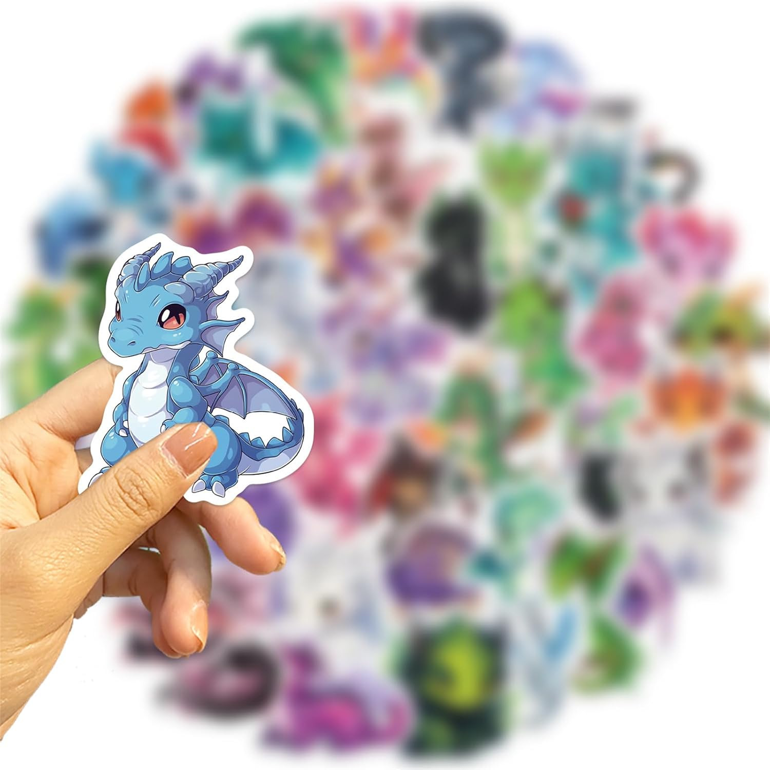 50Pcs Cool Dragon Stickers for KidsCute Cartoon Dragon Waterproof Vinyl Sticker